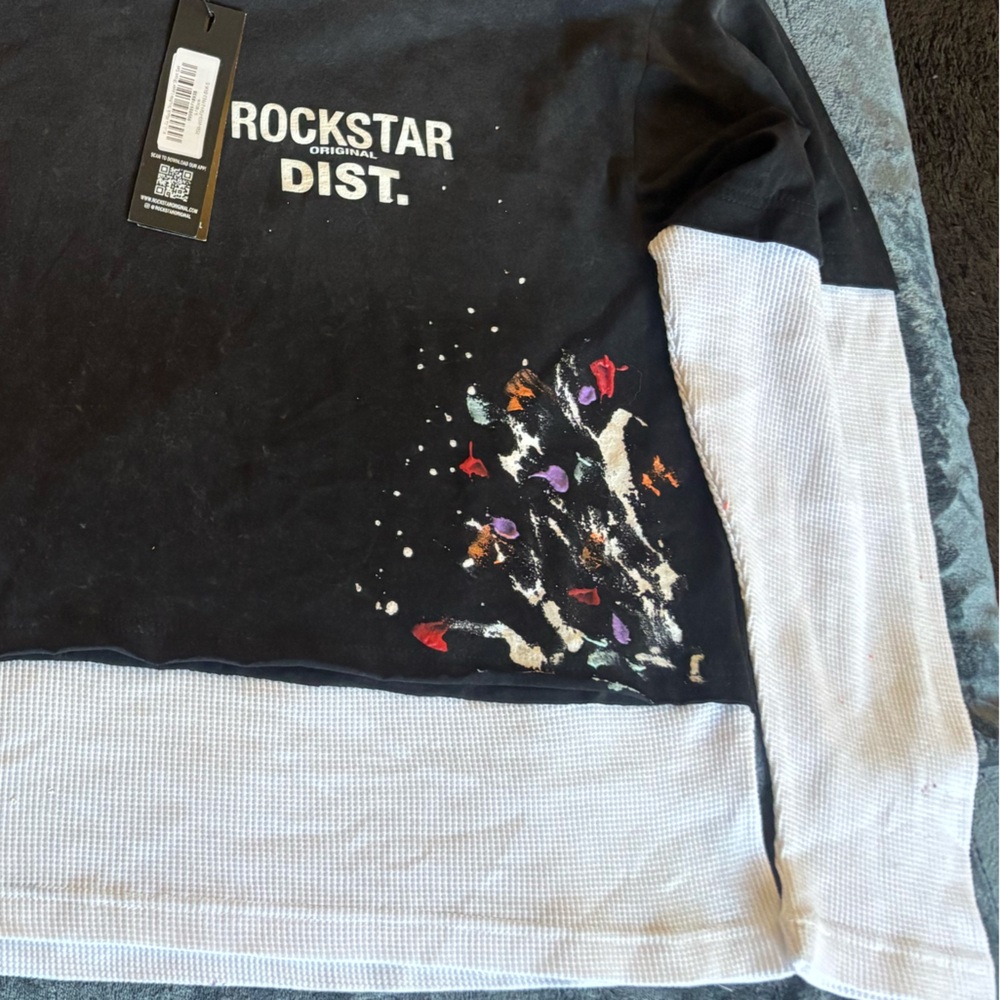 Rockstar Original Double Layer Thermal Boxy Crop Tee Size Small NWT - Picture 4 of 8